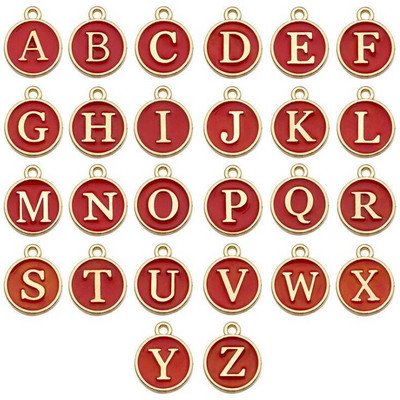 26 buc. Mărgele cu litere amestecate cu alfabet, smalț din metal, cu litere, pandantiv cu două fețe, pentru fabricarea de bijuterii, colier, brățări