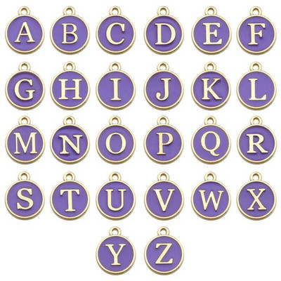 26 buc. Mărgele cu litere amestecate cu alfabet, smalț din metal, cu litere, pandantiv cu două fețe, pentru fabricarea de bijuterii, colier, brățări