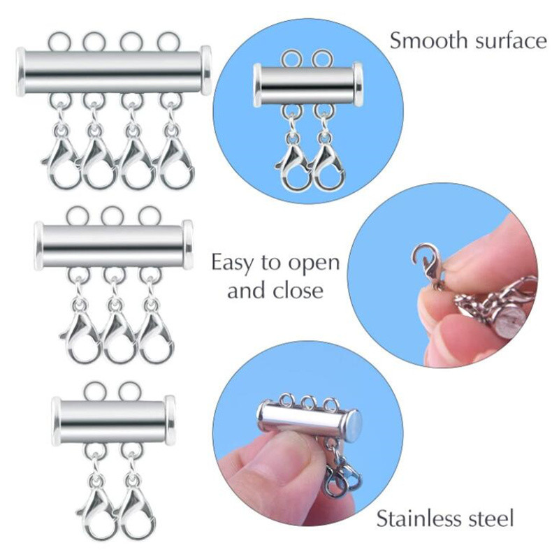 2 bucăți închizătoare cu mai multe șuvițe colier închizătoare de homar Conectori de bijuterii de blocare cu tub magnetic pentru fabricarea de bijuterii DIY Accesorii pentru descoperiri