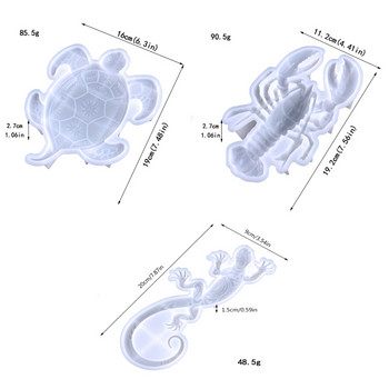 Направи си сам стерео морска костенурка, омар, гекон, кристална форма от епоксидна смола, 3D животно, окачена на стена декорация, настолен орнамент, силиконова форма