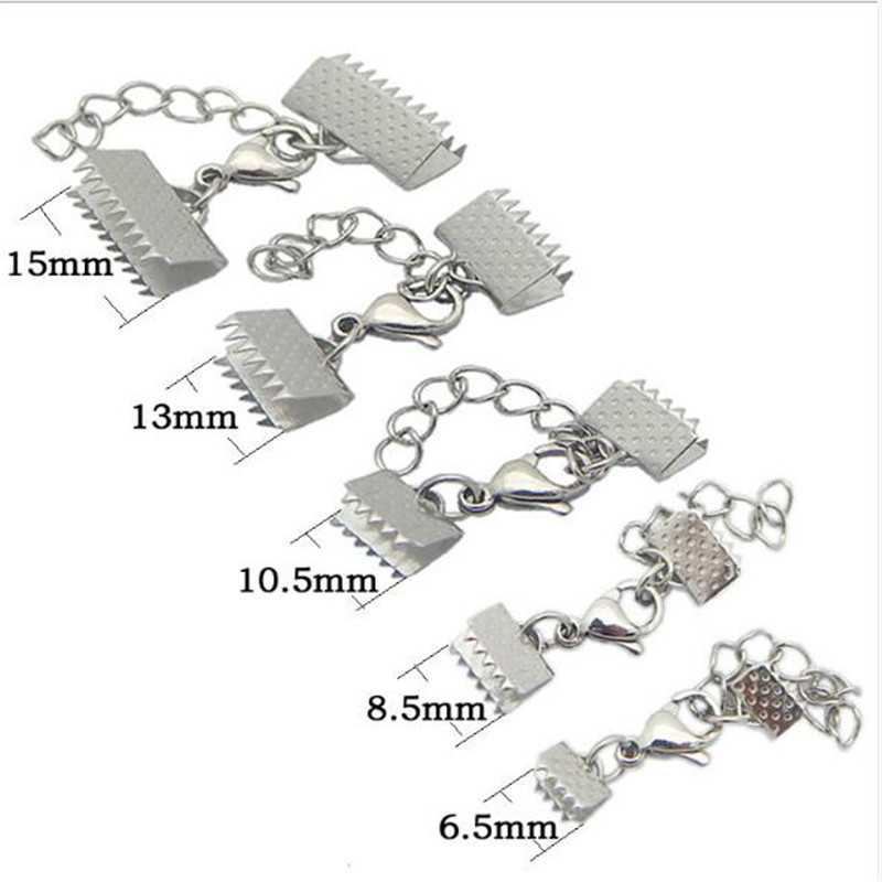 10 buc 6.5/8.5/10.5/13/15/20/25mm Capace de capăt texturate din oțel inoxidabil Închizătoare de sertizare se potrivesc cu cordon plat din piele, descoperiri de bijuterii DIY