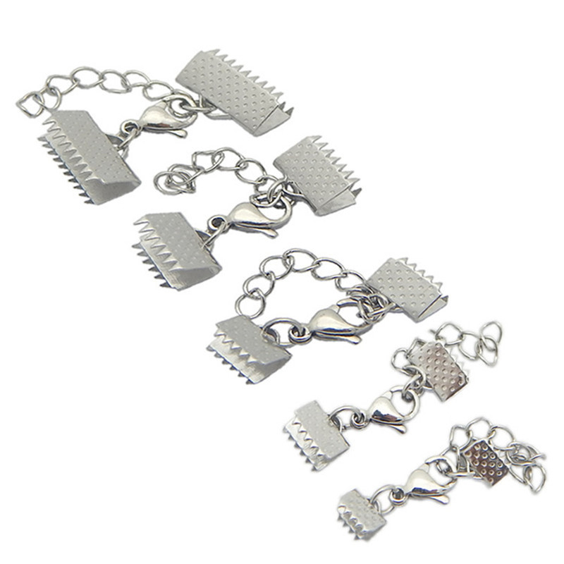 10 buc 6.5/8.5/10.5/13/15/20/25mm Capace de capăt texturate din oțel inoxidabil Închizătoare de sertizare se potrivesc cu cordon plat din piele, descoperiri de bijuterii DIY