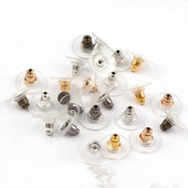 100 tk/partii Kuldpostimutrid Silicon Stud Kõrvarõngas Blokeeritud kõrvatropid Kõrvarõngaste jaoks Korgid Ehete valmistamise Aksessuaarid