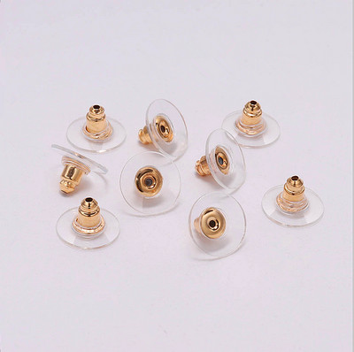 100 tk/partii Kuldpostimutrid Silicon Stud Kõrvarõngas Blokeeritud kõrvatropid Kõrvarõngaste jaoks Korgid Ehete valmistamise Aksessuaarid
