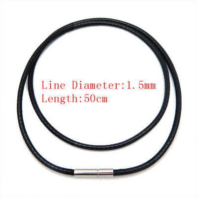 1.0/1.5/2.0mm Μαύρο κερί κορδόνι Μεταξωτό δερμάτινο κορδόνι σύρμα σχοινί Αλυσίδα κολιέ με κούμπωμα από ανοξείδωτο ατσάλι Σχοινί για κατασκευή κοσμημάτων DIY