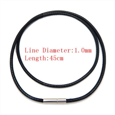 1.0/1.5/2.0mm Μαύρο κερί κορδόνι Μεταξωτό δερμάτινο κορδόνι σύρμα σχοινί Αλυσίδα κολιέ με κούμπωμα από ανοξείδωτο ατσάλι Σχοινί για κατασκευή κοσμημάτων DIY