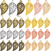 50db 10x18mm Filigrán Leaf Charms Medálok barkács nyaklánchoz kulcstartó telefon Ékszer készítés Kiegészítők Kézművesség