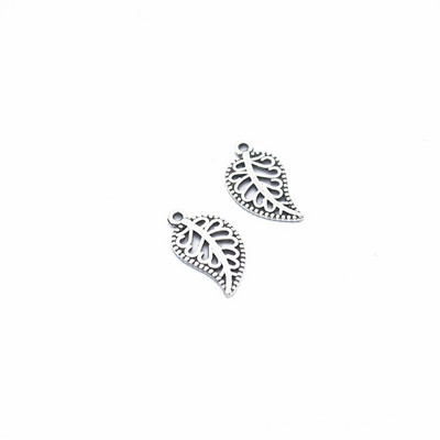 50db 10x18mm Filigrán Leaf Charms Medálok barkács nyaklánchoz kulcstartó telefon Ékszer készítés Kiegészítők Kézművesség