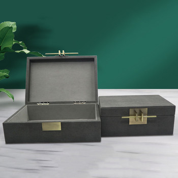 Luxury Nordic Pu Leather Box Storage Box Organizer για κορίτσι Μεταλλικό Jewelry Box Αποθήκευση Θήκη Σκουλαρίκια Οθόνη Δώρο