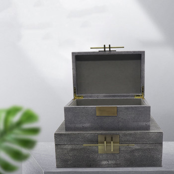 Luxury Nordic Pu Leather Box Storage Box Organizer για κορίτσι Μεταλλικό Jewelry Box Αποθήκευση Θήκη Σκουλαρίκια Οθόνη Δώρο