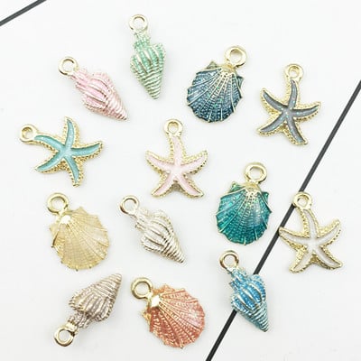 10pcs/lot Cute Starfish Conch Sea Shell Charms Pendants Ocean Style Anklet Bracelet Necklace Jewelry DIY Craft Accessories