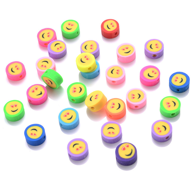 30/50/100 kom 10 mm šareni smajlić od polimerske gline labave razmaknice perle za izradu nakita DIY ogrlica narukvica dodaci