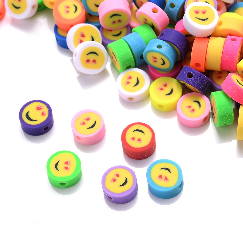 30/50/100 kom 10 mm šareni smajlić od polimerske gline labave razmaknice perle za izradu nakita DIY ogrlica narukvica dodaci