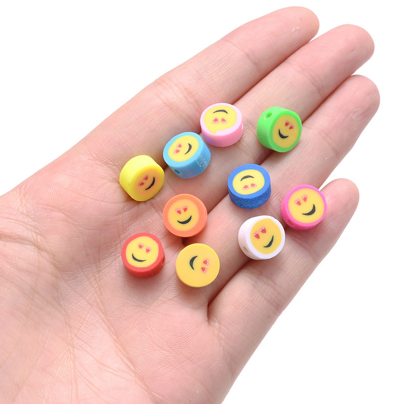 30/50/100 kom 10 mm šareni smajlić od polimerske gline labave razmaknice perle za izradu nakita DIY ogrlica narukvica dodaci
