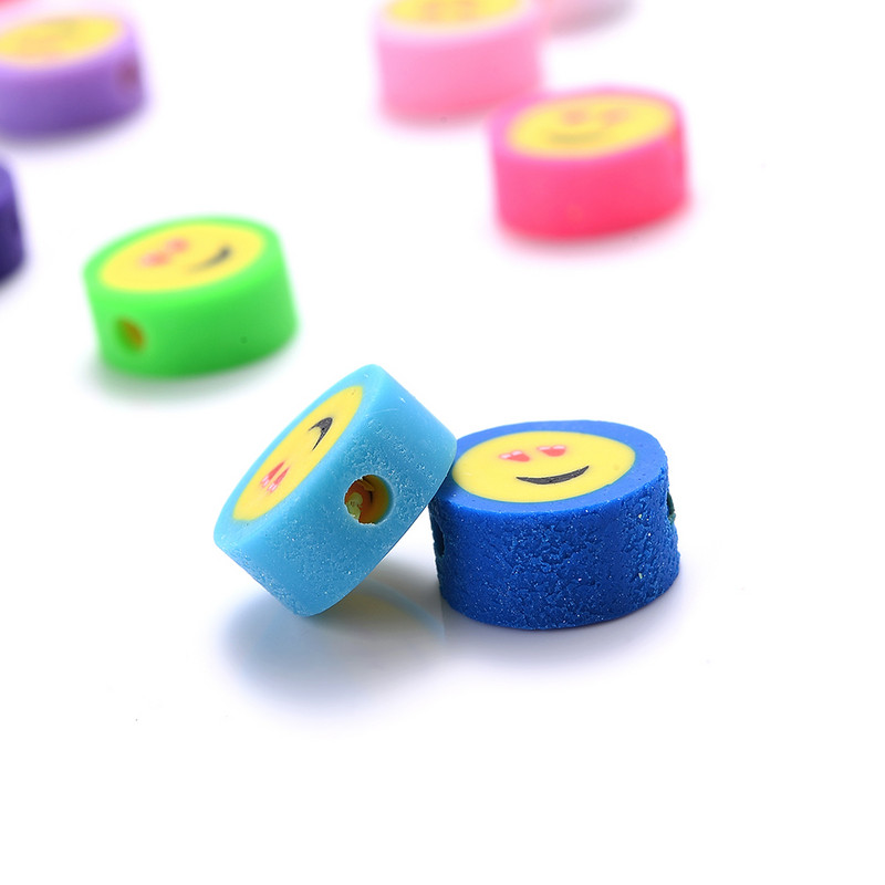 30/50/100 kom 10 mm šareni smajlić od polimerske gline labave razmaknice perle za izradu nakita DIY ogrlica narukvica dodaci