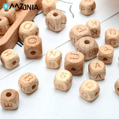 10/20/30 komada 10 12 mm prirodnih drvenih odstojnih perli od slova, četvrtastih izrezbarenih labavih perli za izradu nakita Dodaci za DIY narukvice