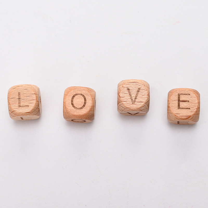 10/20/30 komada 10 12 mm prirodnih drvenih odstojnih perli od slova, četvrtastih izrezbarenih labavih perli za izradu nakita Dodaci za DIY narukvice