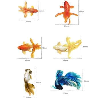 10 τμχ Αυτοκόλλητο μεμβράνης 3D Goldfish Blue Fish Tail Clear Water Grass For Resin Goldfish Painting Jewelry