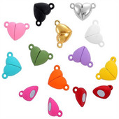 3Sets Mix Strong Love Heart Kerek mágneses kapcsok Fit Rhodium End Class csatlakozók Alkatrész bőr karkötő ékszerek készítéséhez