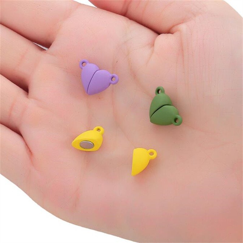 3Sets Mix Strong Love Heart Kerek mágneses kapcsok Fit Rhodium End Class csatlakozók Alkatrész bőr karkötő ékszerek készítéséhez