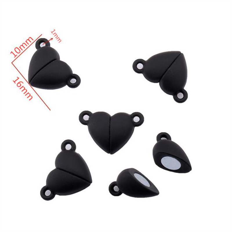 3Sets Mix Strong Love Heart Kerek mágneses kapcsok Fit Rhodium End Class csatlakozók Alkatrész bőr karkötő ékszerek készítéséhez
