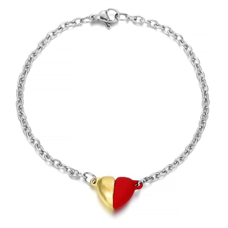 3Sets Mix Strong Love Heart Kerek mágneses kapcsok Fit Rhodium End Class csatlakozók Alkatrész bőr karkötő ékszerek készítéséhez