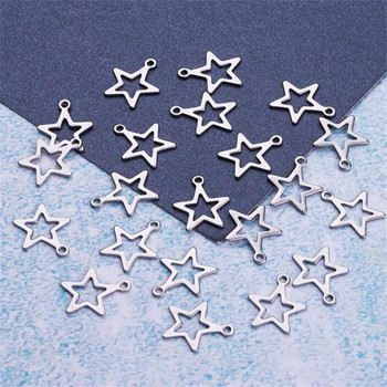 20 τμχ 10 x 8mm ανοξείδωτο ατσάλι στερεό Hollow Star Charms κρεμαστό για DIY κολιέ Βραχιόλι Κοσμήματα Making Findings Αξεσουάρ