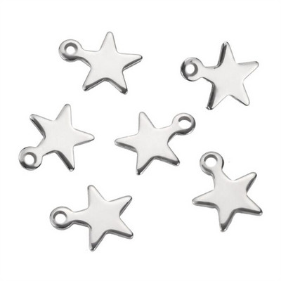 20db 10x8mm-es rozsdamentes acél tömör üreges csillagbűvös medál barkácsoláshoz nyaklánc karkötő ékszerkészítési kiegészítők