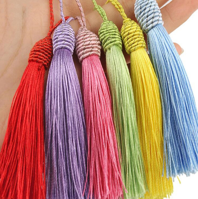 10db 15cm-es függő kötél selyem bojt zsinórok kefe fülbevalóhoz Charm medál bojt rojt barkács ékszerkészítési kiegészítők