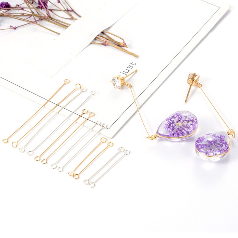 50 vnt. 15/20/25/40 mm metalo plieno dvigubų akių kaiščių auskarų sujungimo strypas, skirtas pasidaryk pats papuošalams gaminti auskarų jungčių kaiščių radiniai