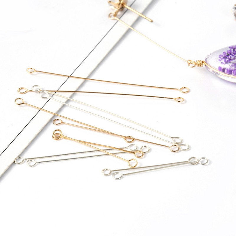 50 vnt. 15/20/25/40 mm metalo plieno dvigubų akių kaiščių auskarų sujungimo strypas, skirtas pasidaryk pats papuošalams gaminti auskarų jungčių kaiščių radiniai