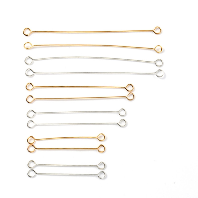 50 vnt. 15/20/25/40 mm metalo plieno dvigubų akių kaiščių auskarų sujungimo strypas, skirtas pasidaryk pats papuošalams gaminti auskarų jungčių kaiščių radiniai