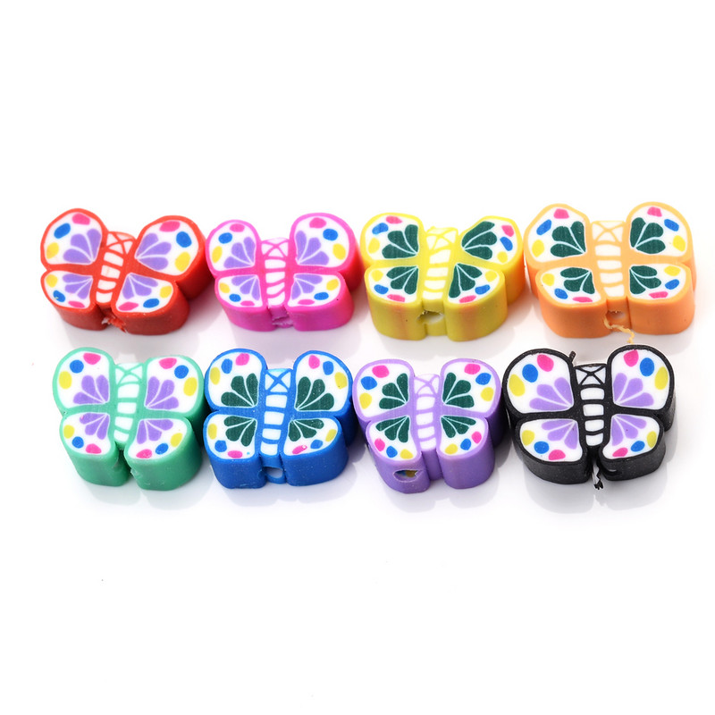 30/50/100 buc/lot, 8x11mm, amestec colorat, margele din argilă polimerică, mărgele de distanțare fluture, mărgele libere pentru realizarea de bijuterii, accesorii pentru brățări DIY