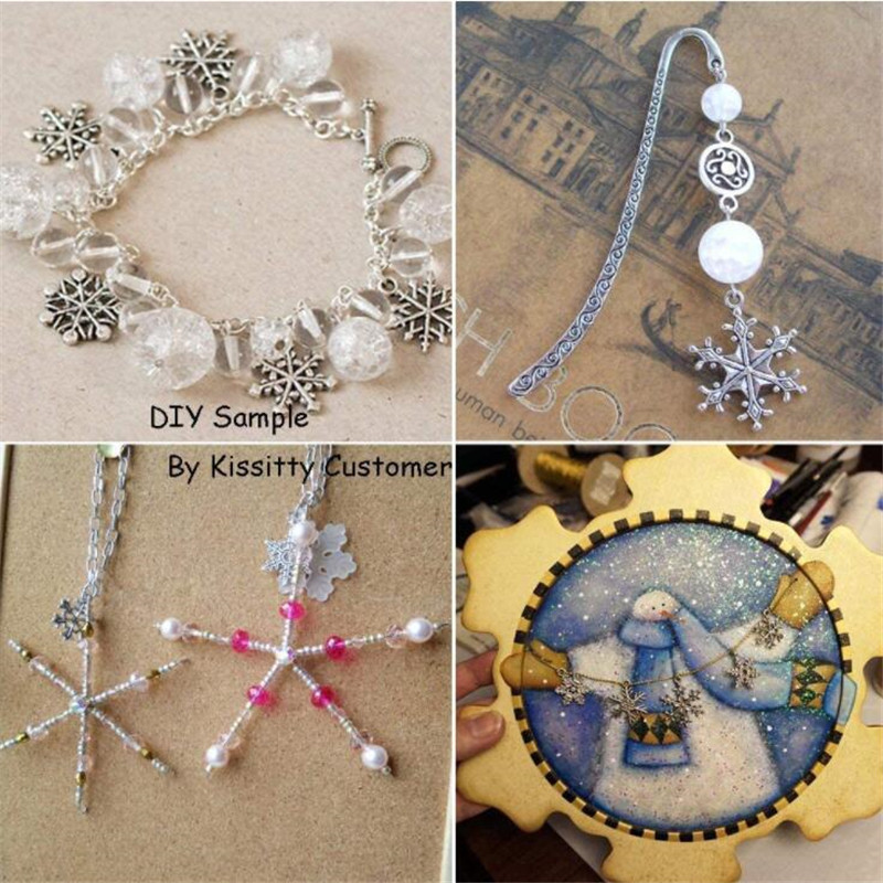 30 komada antiknih božićnih privjesaka s pahuljama nasumičnog stila za izradu nakita DIY ogrlice i narukvice