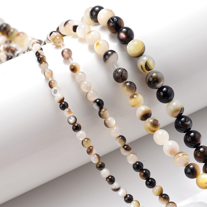 68-142Pcs 3 4 5 6mm Στρογγυλές χάντρες με κοχύλι φυσικό κέλυφος Χάντρες από μαργαριτάρι Spacer χάντρες για κοσμήματα κατασκευής DIY Βραχιόλι κολιέ