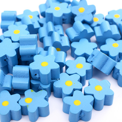 10/30/50PCS 12mm Πολύχρωμες Ξύλινες Χάντρες λουλουδιών για Χειροποίητη Κατασκευή Κοσμημάτων DIY Βραχιόλι Κολιέ Ξύλινες Χάντρες Αξεσουάρ