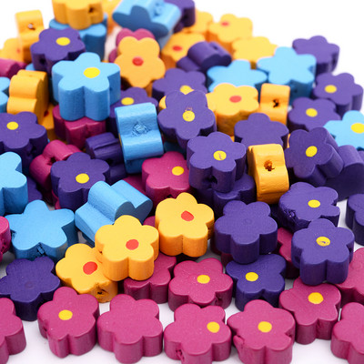 10/30/50PCS 12mm Πολύχρωμες Ξύλινες Χάντρες λουλουδιών για Χειροποίητη Κατασκευή Κοσμημάτων DIY Βραχιόλι Κολιέ Ξύλινες Χάντρες Αξεσουάρ