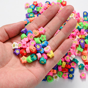 30/50/100 τμχ 10 χιλιοστά Μικτό πολυμερές πηλό Smiley Face Beads Heart Shape Star Loose Beads for Jewelry Making DIY κολιέ βραχιόλι