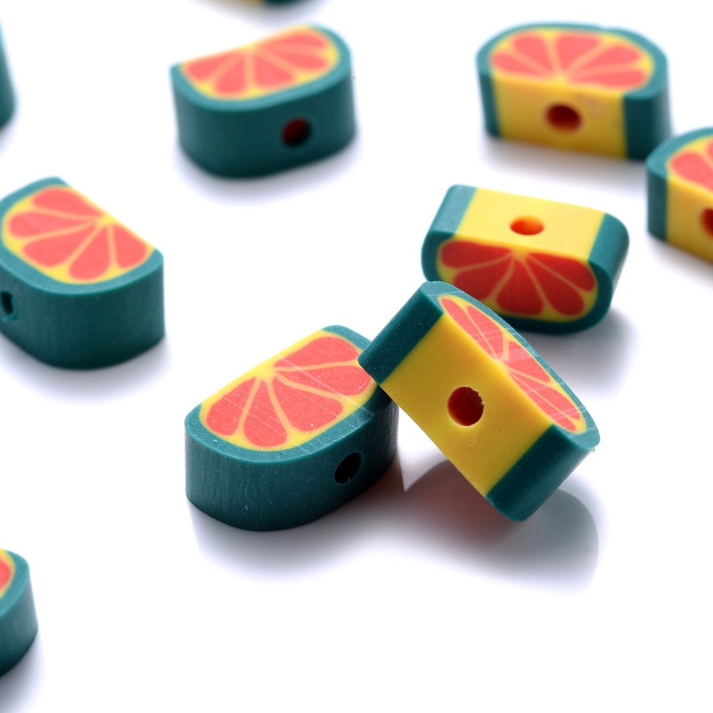 30/50/100db félköríves gyümölcsgyöngy 10mm polimer agyag pomelo távtartó gyöngy ékszerkészítéshez barkács karkötő nyaklánc kellékek