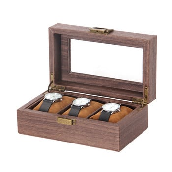 Καφέ Vintage Box Organizer 12 Slots Wood Luxury PU Δερμάτινο ανδρικό κουτί αποθήκευσης Ρολόι μαξιλαριού Κιβώτιο προβολής Ιδέες για δώρα
