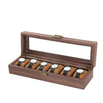 Καφέ Vintage Box Organizer 12 Slots Wood Luxury PU Δερμάτινο ανδρικό κουτί αποθήκευσης Ρολόι μαξιλαριού Κιβώτιο προβολής Ιδέες για δώρα
