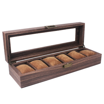 6-Bit Wood Box Organizer Ανδρικά ρολόγια Vintage Luxury Wood Storage Boxes Κουτιά ρολογιών Θήκη συσκευασίας Κιβώτια δώρου