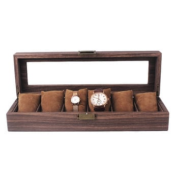 6-Bit Wood Box Organizer Ανδρικά ρολόγια Vintage Luxury Wood Storage Boxes Κουτιά ρολογιών Θήκη συσκευασίας Κιβώτια δώρου