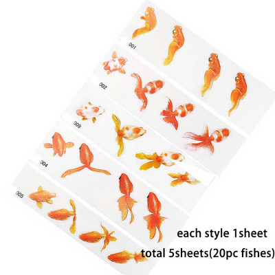 5 τμχ Διακοσμητικό αυτοκόλλητο ρητίνης 3DSimulation Fish Lotus Duckweed UV Fit Molds DIY Micro Landscape Θήκη τηλεφώνου Scrapbooking Αυτοκόλλητο