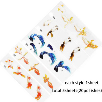 5 τμχ Διακοσμητικό αυτοκόλλητο ρητίνης 3DSimulation Fish Lotus Duckweed UV Fit Molds DIY Micro Landscape Θήκη τηλεφώνου Scrapbooking Αυτοκόλλητο