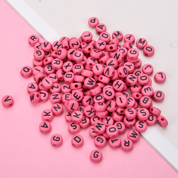 100 τμχ Mix Letter Beads Pink English Alphabet Ακρυλικές χάντρες DIY Κατασκευή κοσμημάτων για χειροποίητα αξεσουάρ βραχιολιών