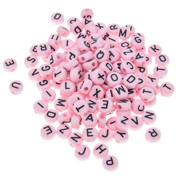 100 τμχ Mix Letter Beads Pink English Alphabet Ακρυλικές χάντρες DIY Κατασκευή κοσμημάτων για χειροποίητα αξεσουάρ βραχιολιών