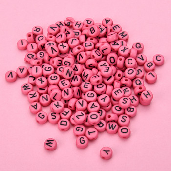 100 τμχ Mix Letter Beads Pink English Alphabet Ακρυλικές χάντρες DIY Κατασκευή κοσμημάτων για χειροποίητα αξεσουάρ βραχιολιών