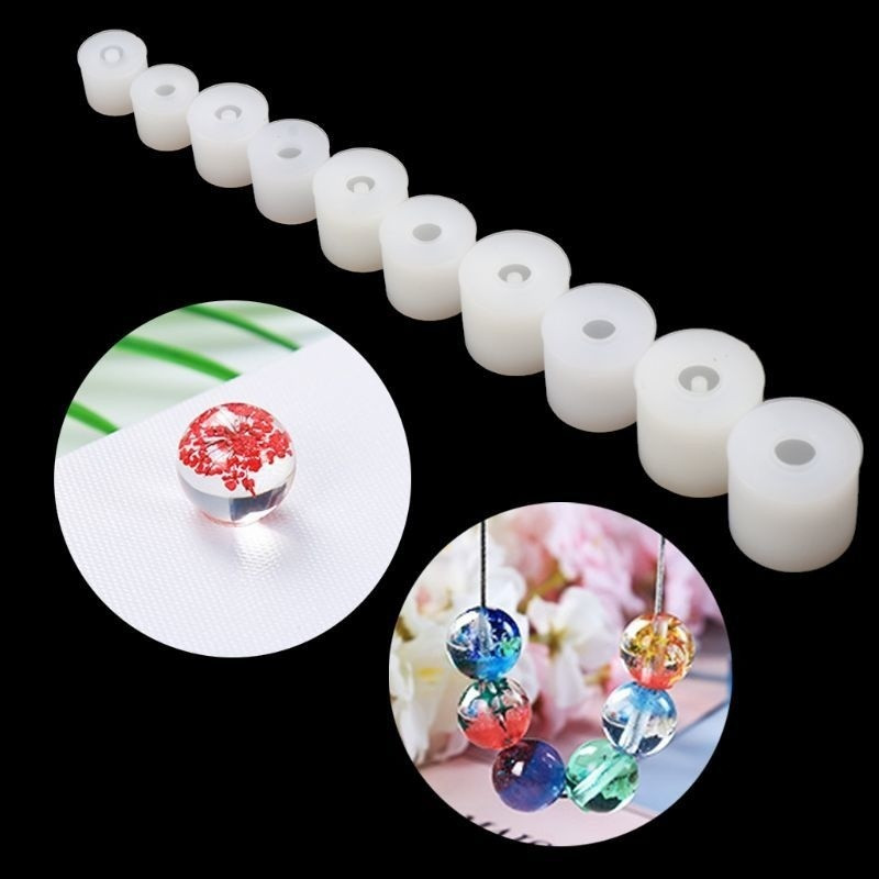 10PCS/Комплект Силиконова смола Направи си сам Кръгли квадратни мъниста Направи си сам Форма за изработка на бижута Смола за отливане