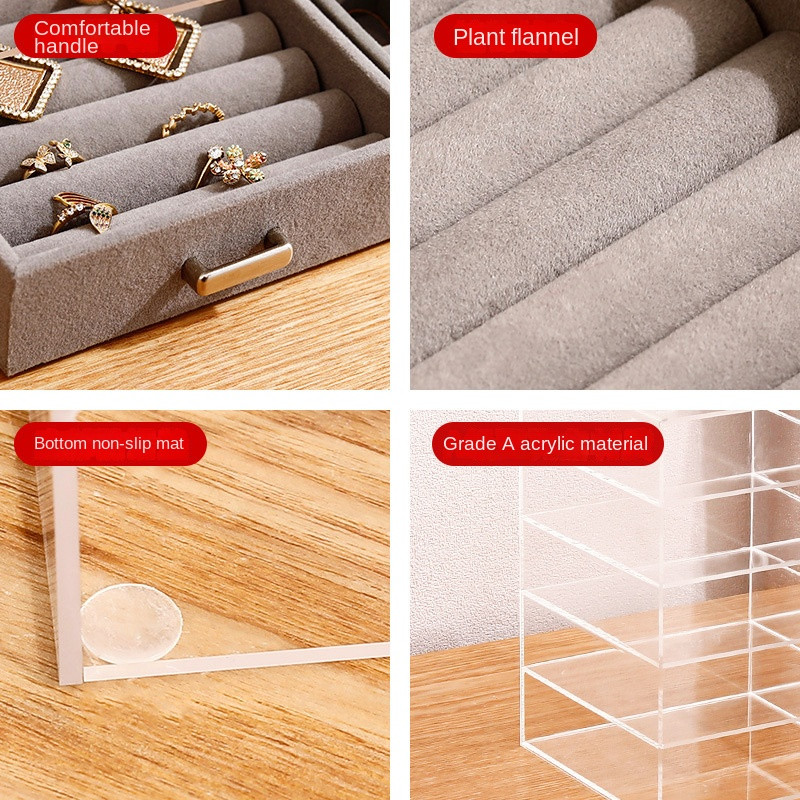 Akril átlátszó ékszertároló doboz asztali kijelzős többrétegű ékszertartó doboz kozmetikai kirakat kóbor gyerekeknek